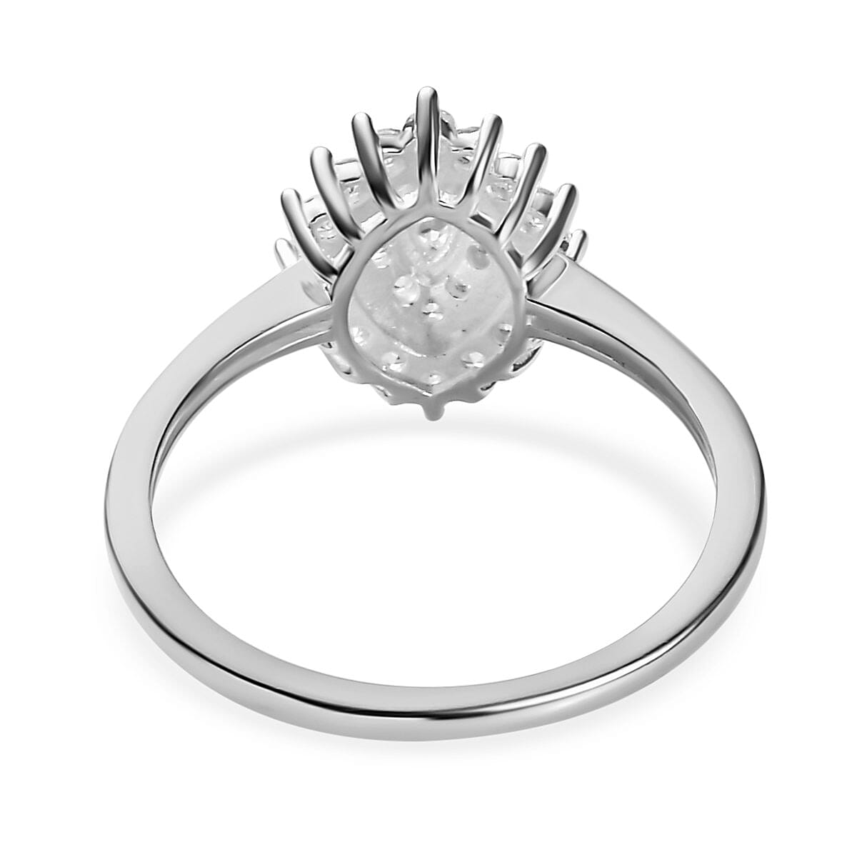 Cubic Zirconia Halo Ring in Sterling Silver