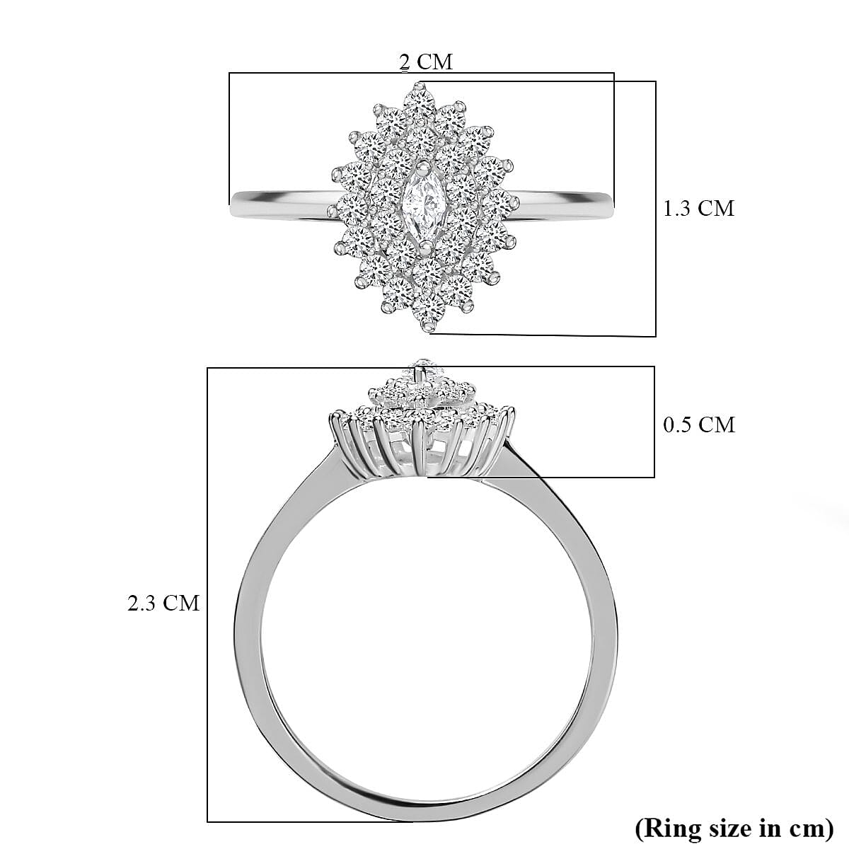 Cubic Zirconia Halo Ring in Sterling Silver