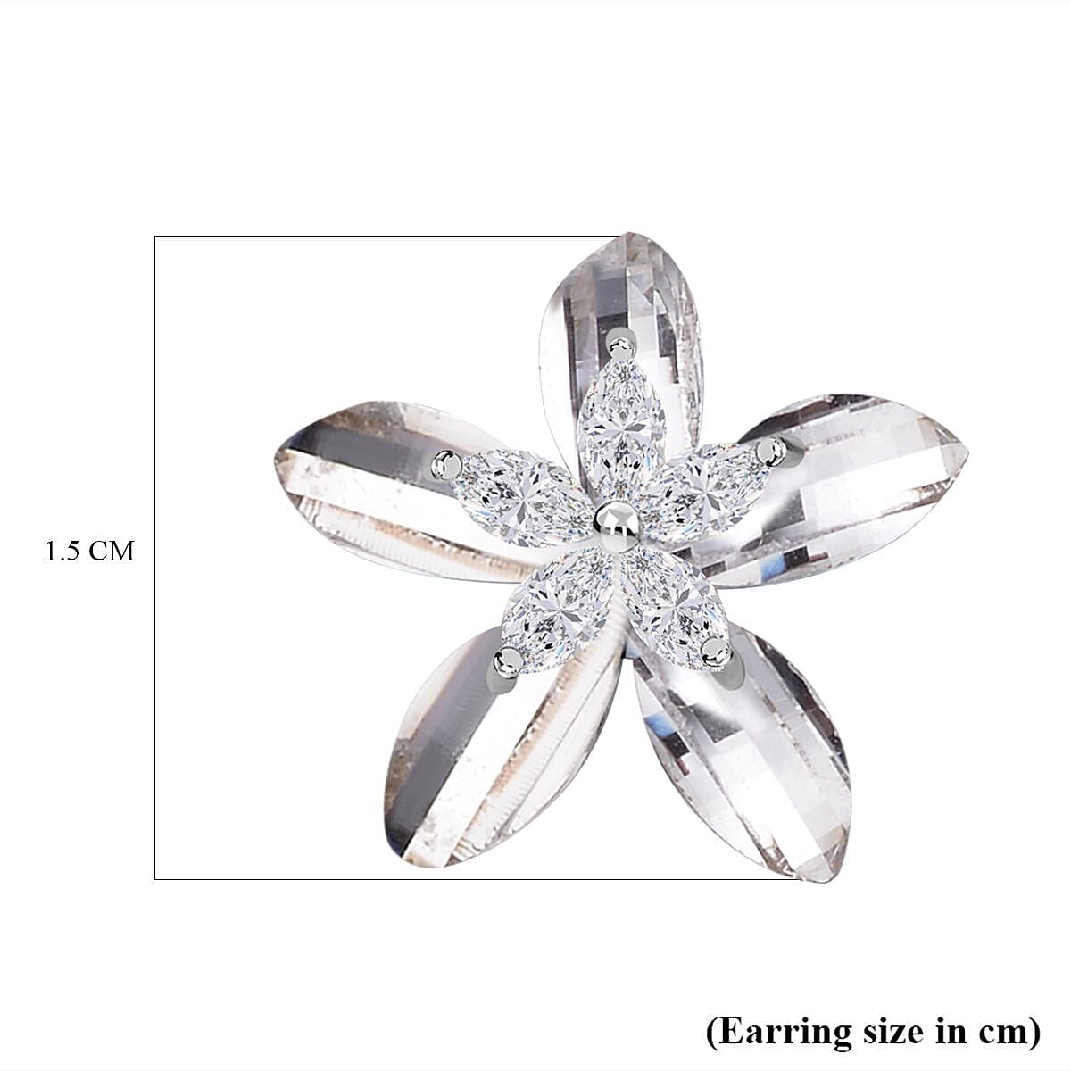 Simulated Diamond Floral Earrings in Silver Tone