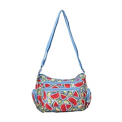 Oxford Pineapple Pattern Crossbody Bag with Shoulder Strap (Size 26x20x10 cm) - Yellow & Blue