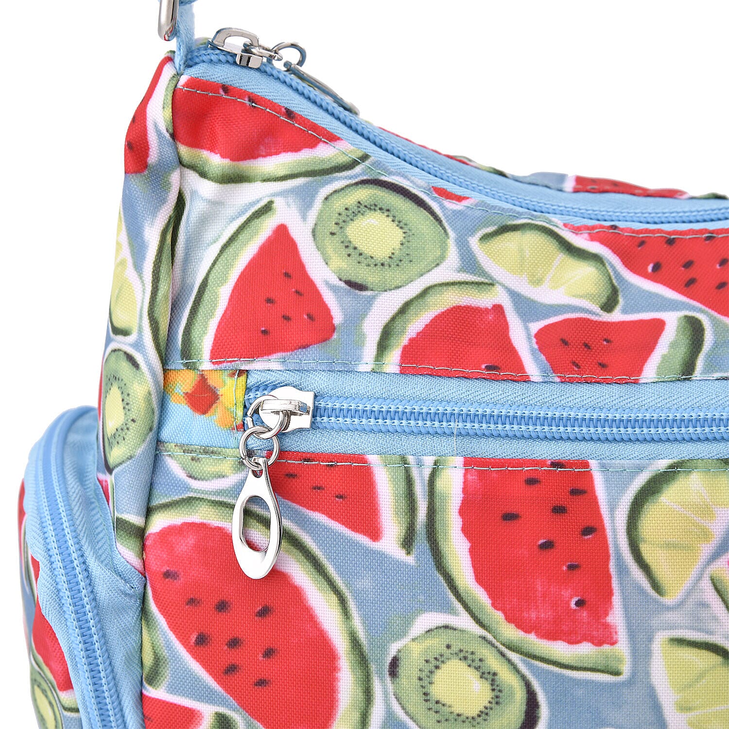 Oxford Watermelon Pattern Crossbody Bag with Shoulder Strap (Size 26x20x10 cm) - Blue & Red