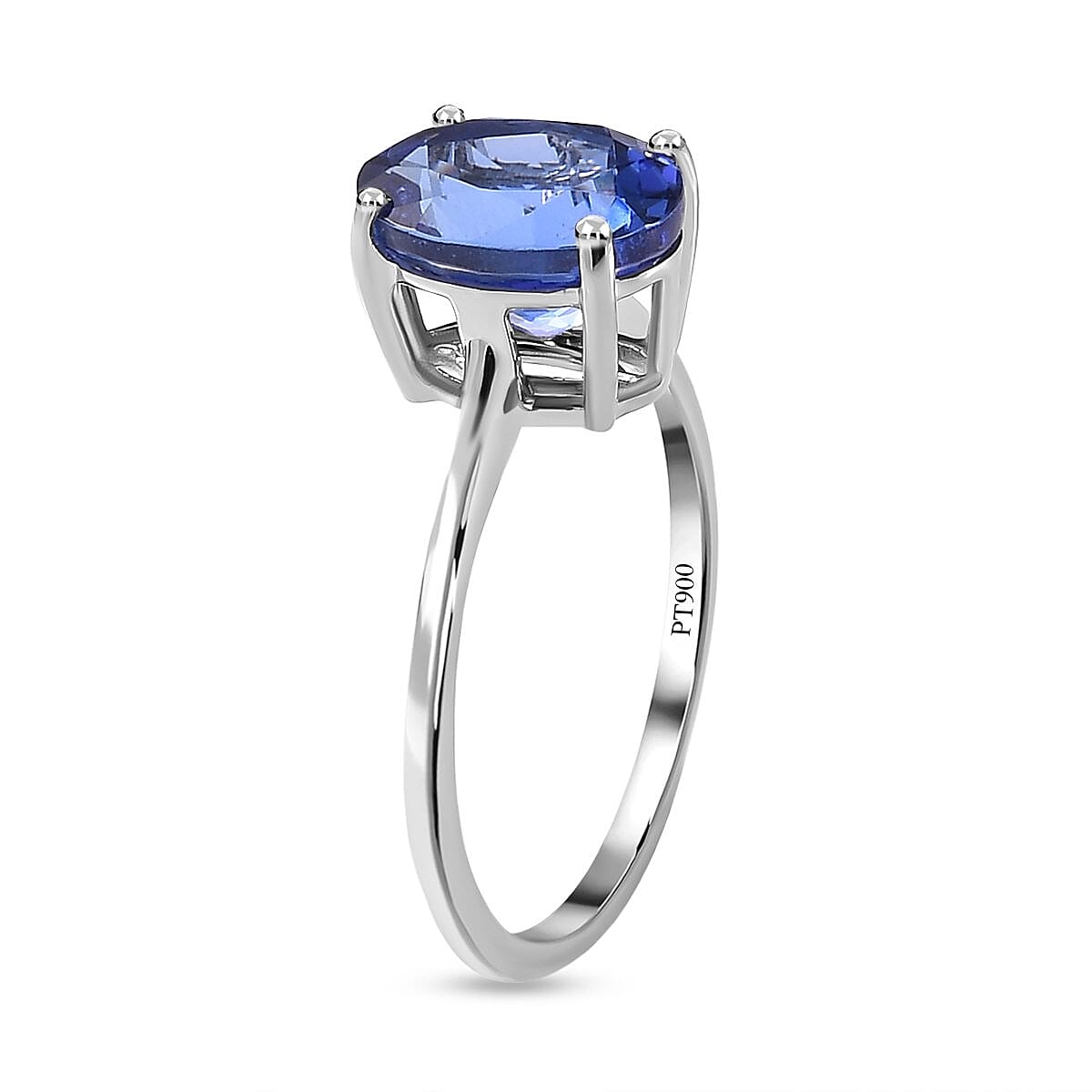 900 White Platinum AAA Tanzanite Solitaire Ring 2.75 Ct
