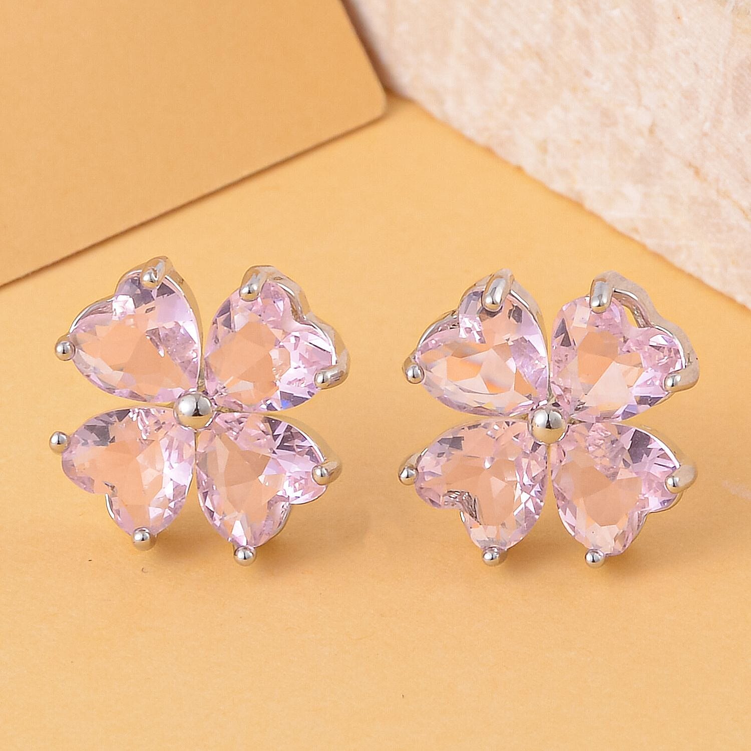 Simulated Pink Sapphire Earrings (With Push Back)