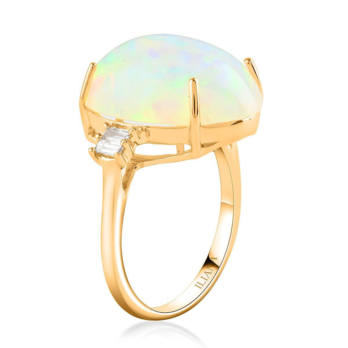 Certified and Appraised 18K Yellow Gold AAAA Ethiopian Welo Opal and Diamond (SI-G-H) Ring 7.75 Ct, Gold Wt 3.76 Gms.