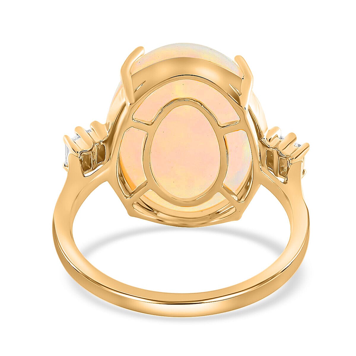 Certified and Appraised 18K Yellow Gold AAAA Ethiopian Welo Opal and Diamond (SI-G-H) Ring 7.75 Ct, Gold Wt 3.76 Gms.