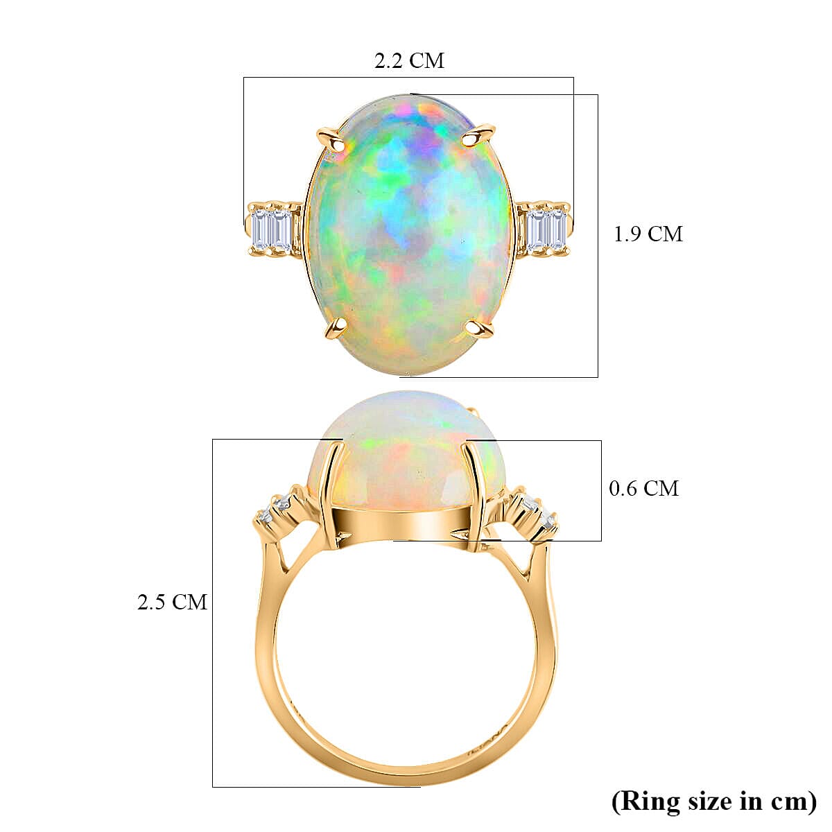 Certified and Appraised 18K Yellow Gold AAAA Ethiopian Welo Opal and Diamond (SI-G-H) Ring 7.75 Ct, Gold Wt 3.76 Gms.