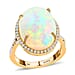 18K Yellow Gold  AAA   Ethiopian Opal ,  White Diamond  SI Ring 9.50 ct,  Gold Wt. 5.87 Gms  9.500  Ct.