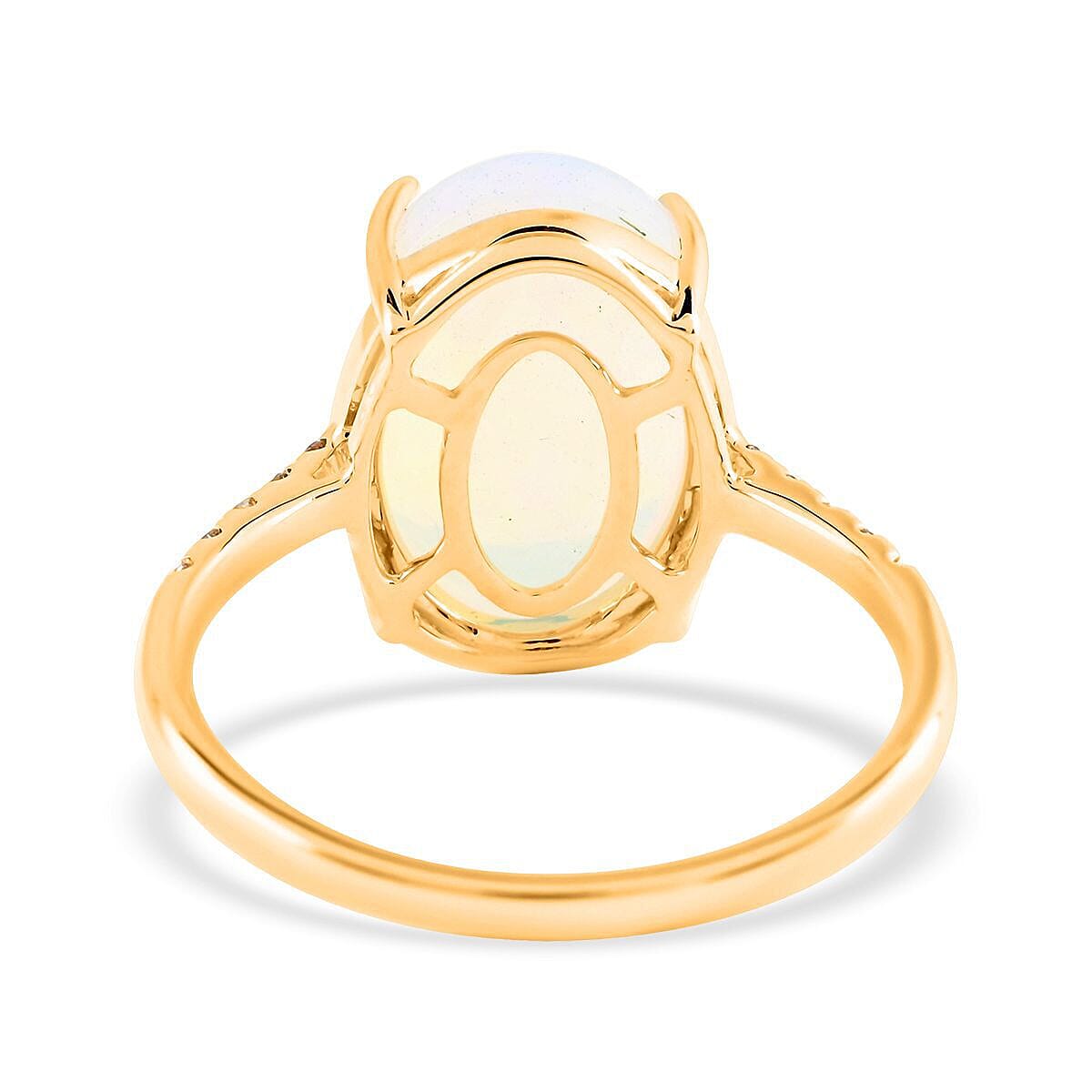 14K Yellow Gold AAA Ethiopian Welo Opal AGI Certified and Appraised and Diamond Ring 4.40 Ct.