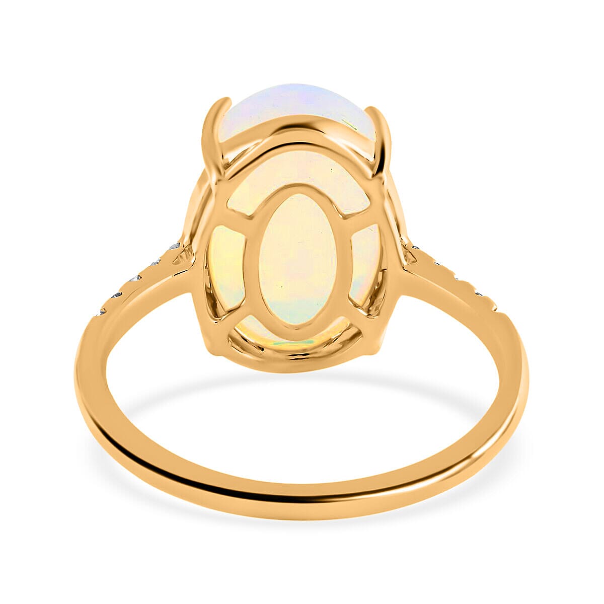 14K Yellow Gold AAA Ethiopian Welo Opal AGI Certified and Appraised and Diamond Ring 4.40 Ct.
