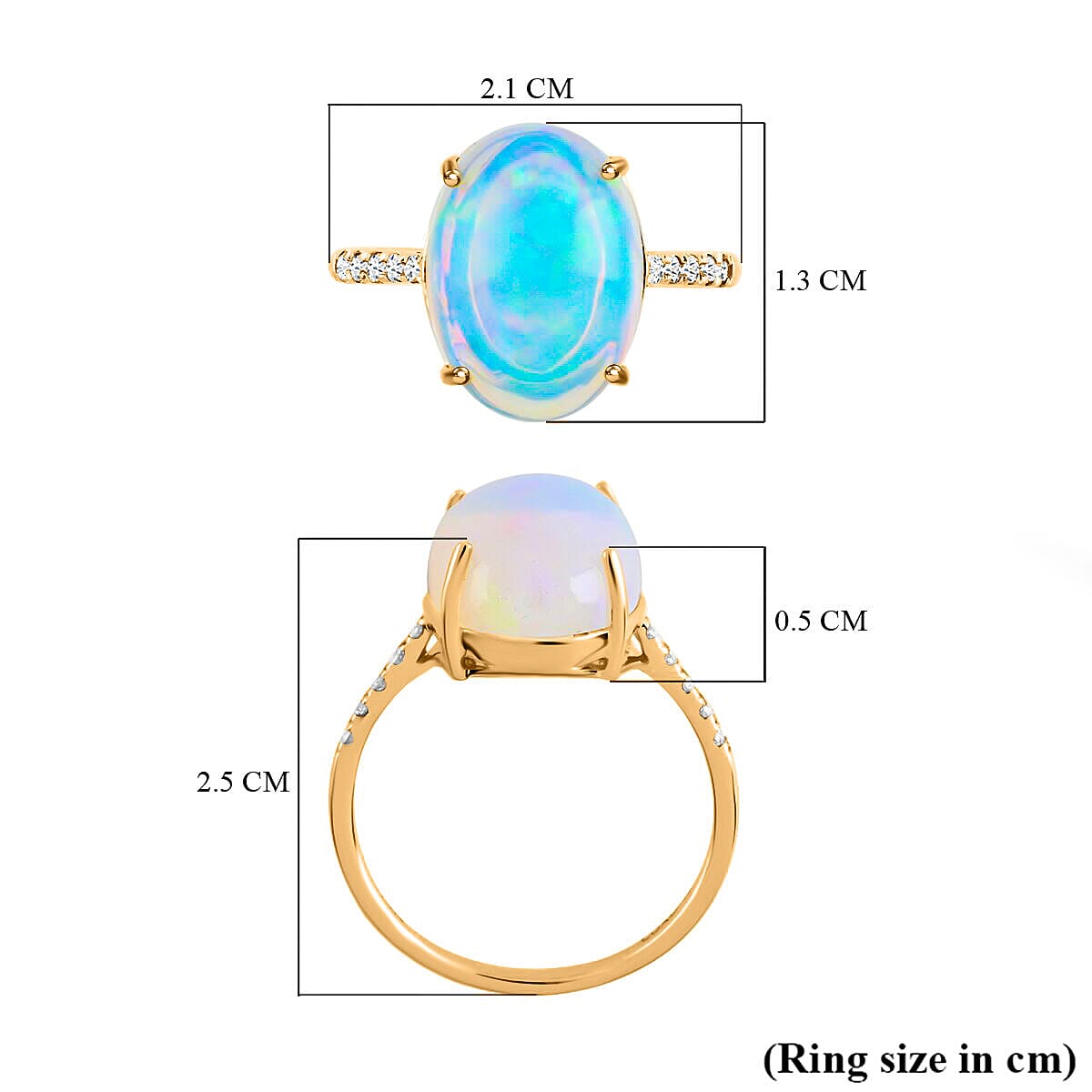 14K Yellow Gold AAA Ethiopian Welo Opal AGI Certified and Appraised and Diamond Ring 4.40 Ct.