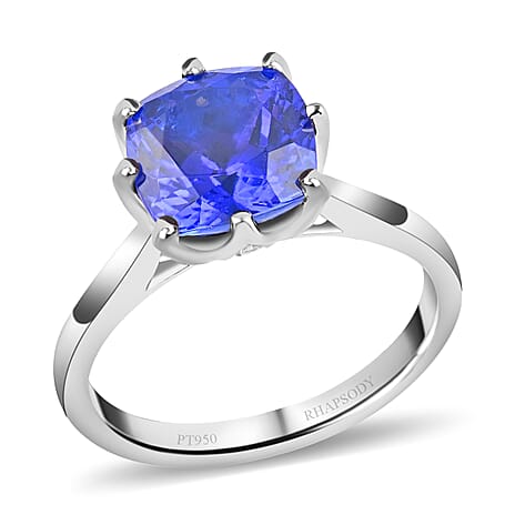 950 Platinum  AAAA  Tanzanite   White Diamond  VS Ring 3.40 ct,  Platinum Wt. 6.43 Gms  3.400  Ct.