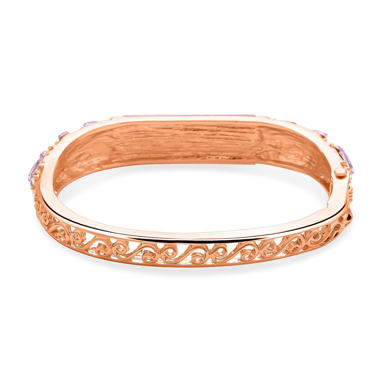 Rose Quartz , Pink Glass , White Crystal Bangle 26.00 ct 26.000 Ct.