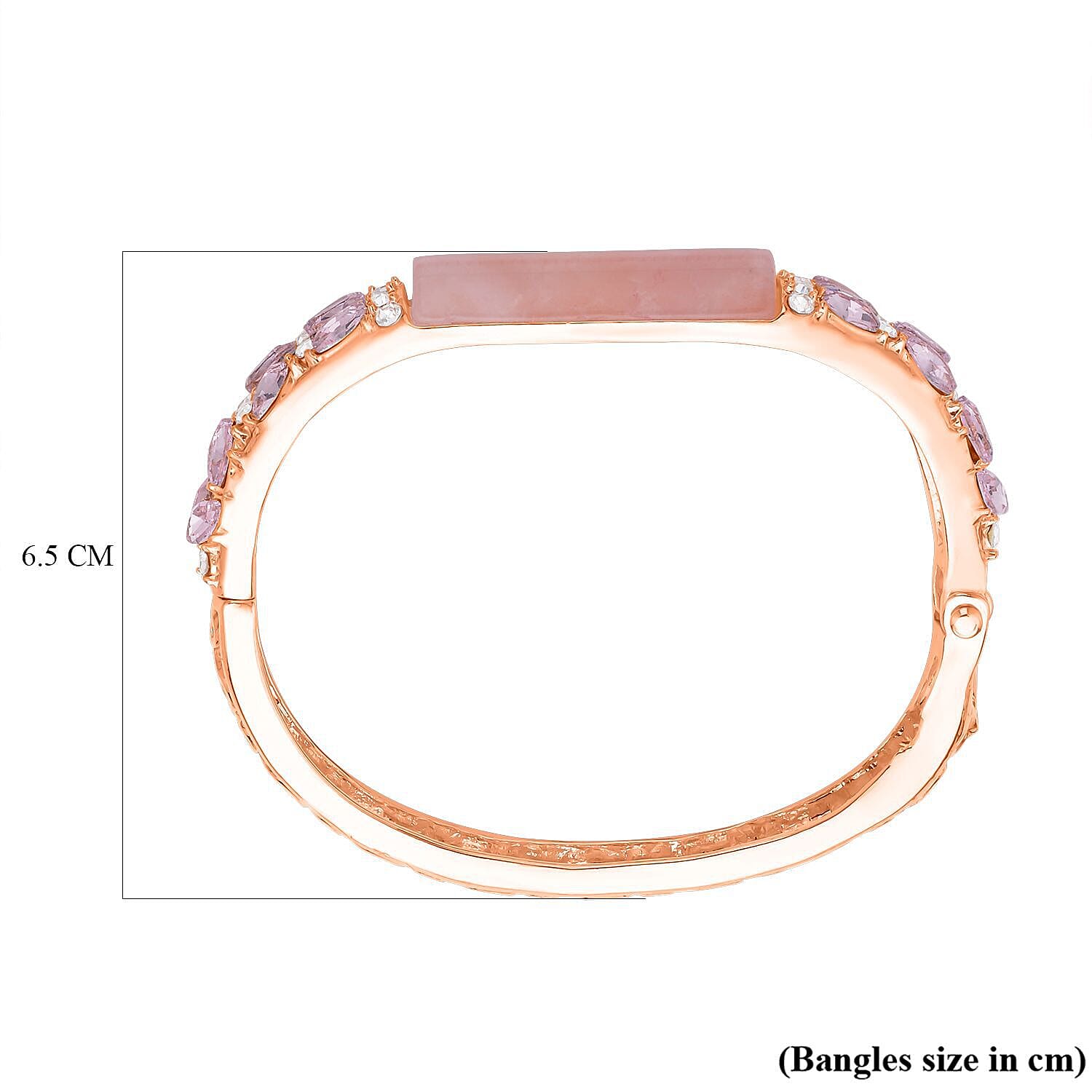 Rose Quartz , Pink Glass , White Crystal Bangle 26.00 ct 26.000 Ct.