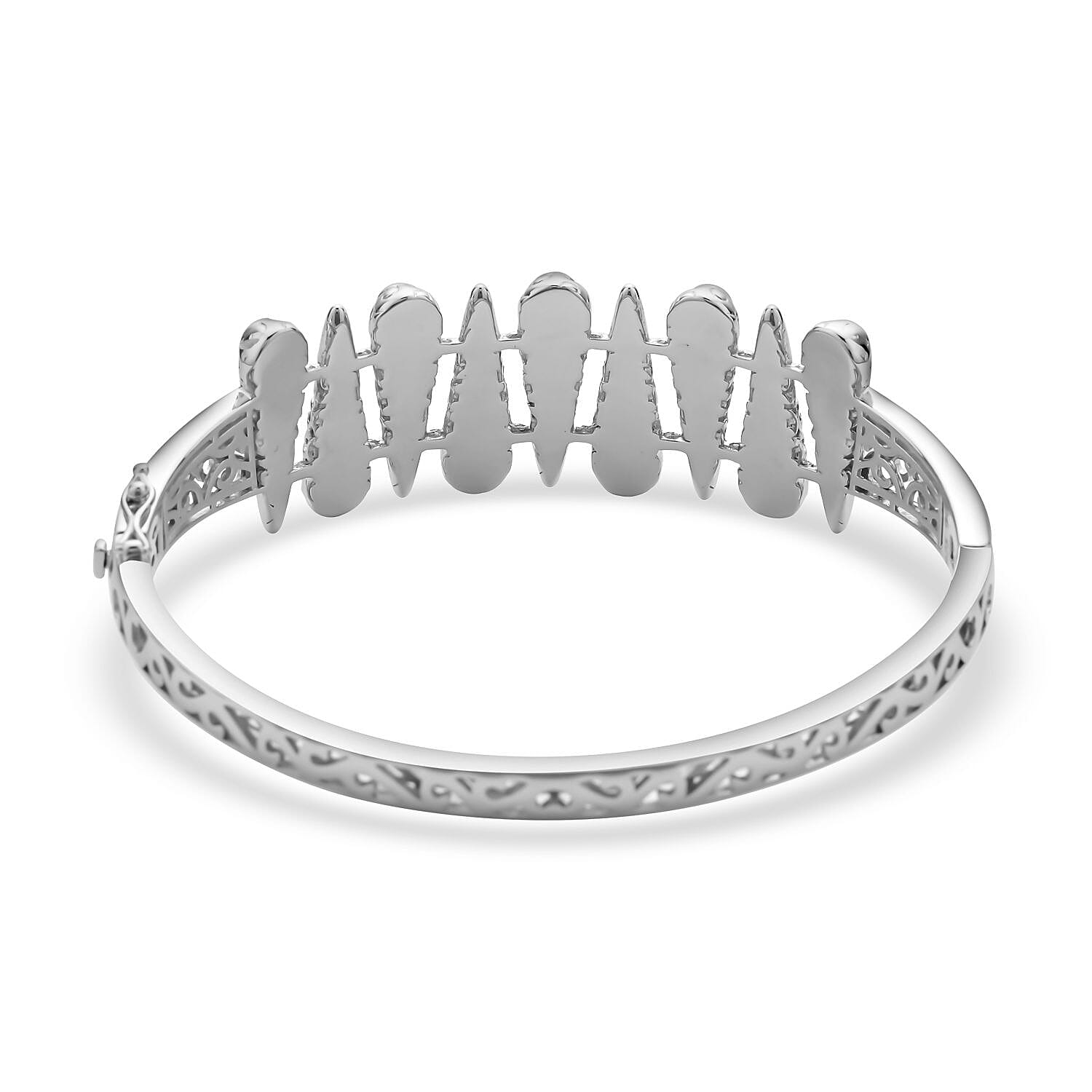 LucyQ Air Drip Collection - Rhodium Overlay Sterling Silver Bangle (Size -7.5) Silver Wt 37.70 grams