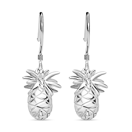 Lucy Q Delicious Collection - Rhodium Overlay Sterling Silver Pineapple Drop Earrings (with Hook)