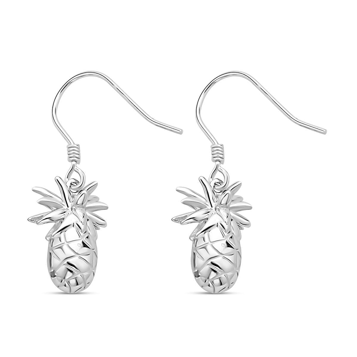 LucyQ Delicious Collection - Rhodium Overlay Sterling Silver Pineapple Drop Earrings