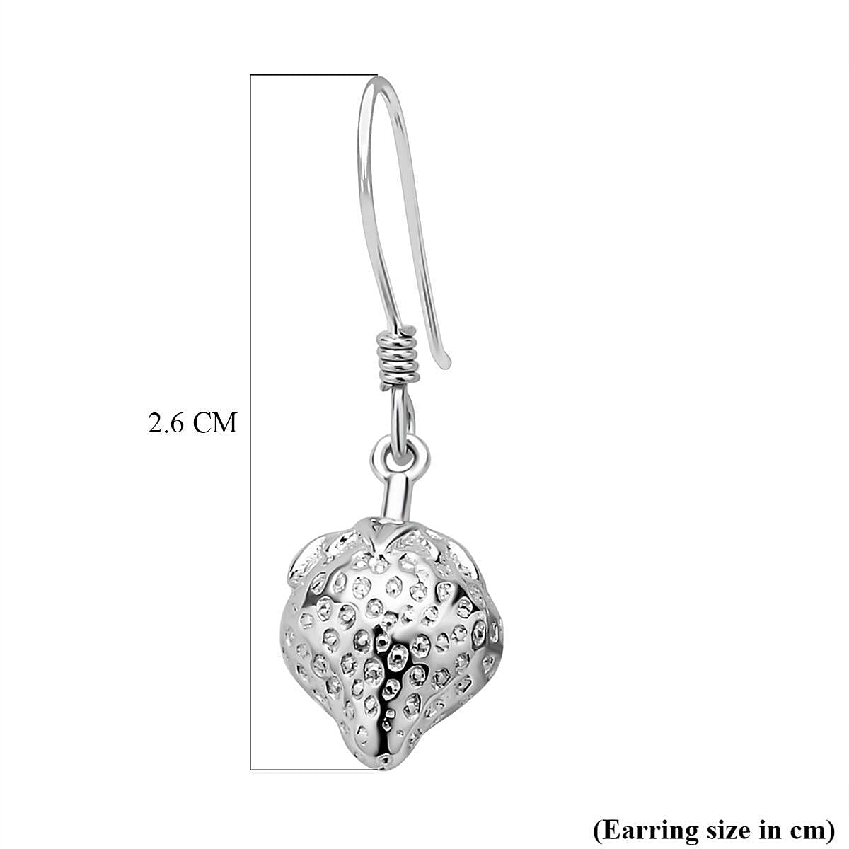 LucyQ Delicious Collection - Rhodium Overlay Sterling Silver Strawberry Drop Earrings