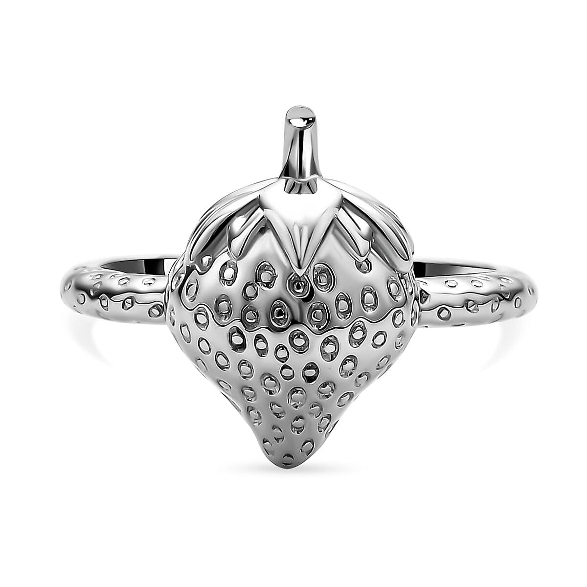 LucyQ Delicious Collection - Rhodium Overlay Sterling Silver Strawberry Ring
