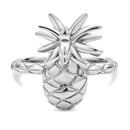 Lucy Q Delicious Collection - Rhodium Overlay Sterling Silver Pineapple Ring