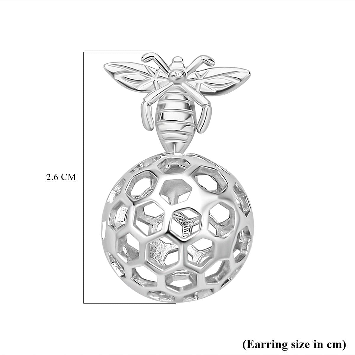 LucyQ Honeycomb Collection - Rhodium Overlay Sterling Silver Drop Earrings (with Push Back)