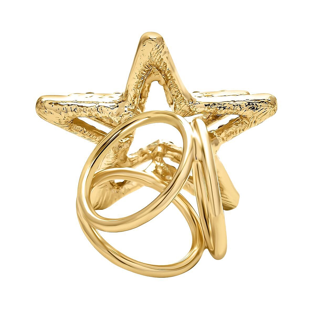 White Austrain Crystal Star Scarf Ring in Yellow Gold Tone