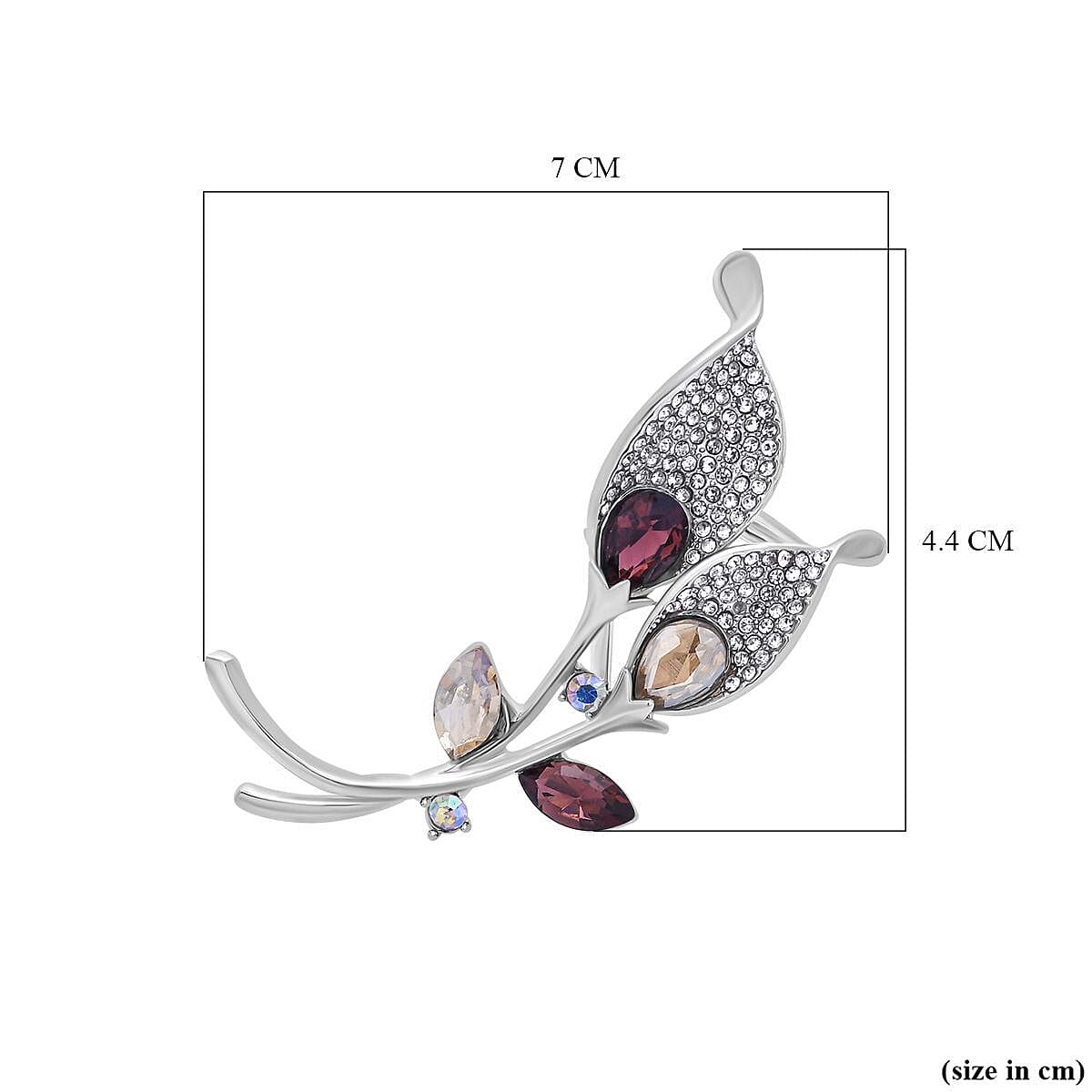 Simulated Champagne Diamond, Simulated AB White Austrian Crystal, White Austrian Crystal and Simulated Purple Sapphire Calla Lily Scarf Ring in Silver Tone