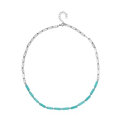 Amazonite Necklace (Size - 20 With 2 Inch Extender) in Pure White Stainless Steel 36.00 Ct.