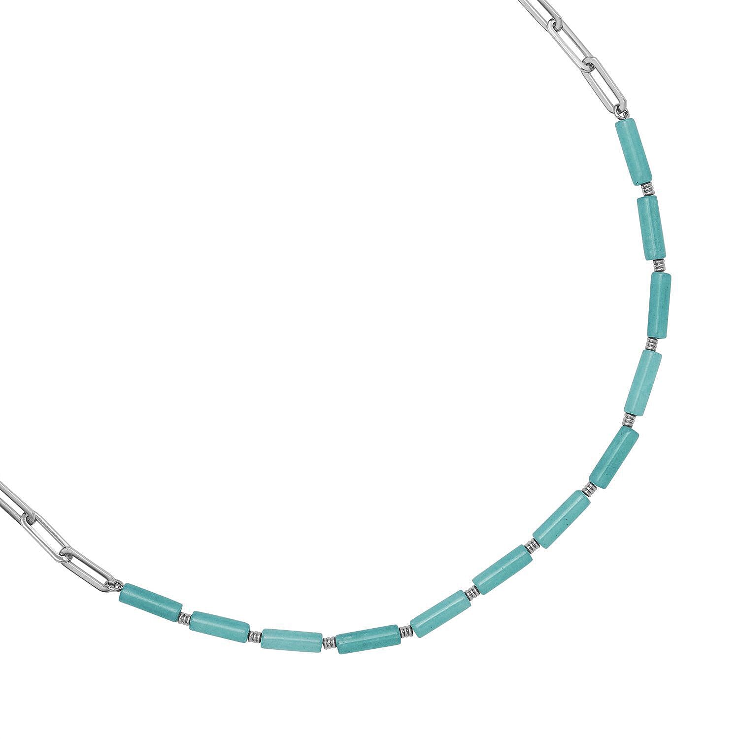 Amazonite Beaded Necklace (Size - 20-2 Inch Ext.) in Stainless Steel 36.00 Ct.