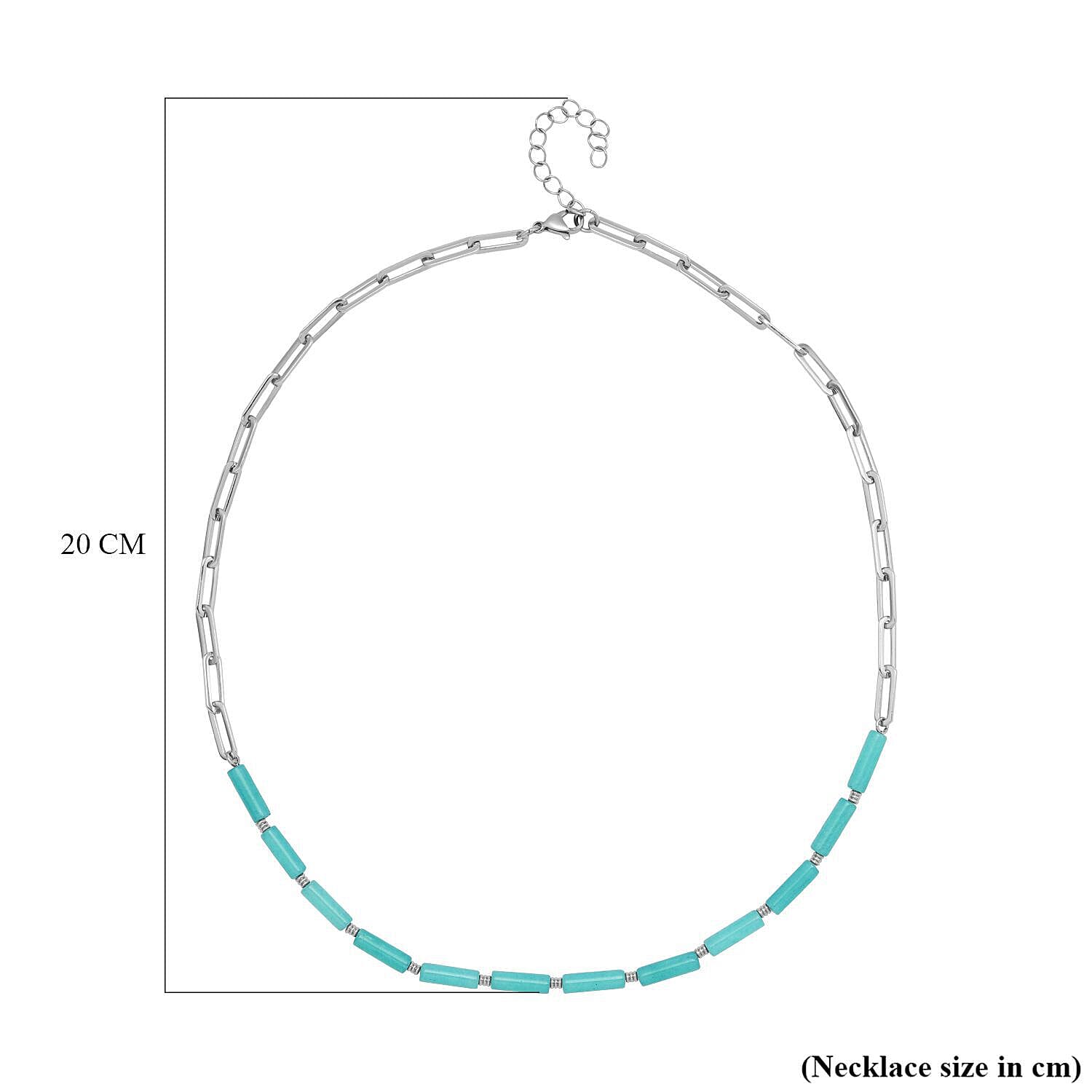 Amazonite Beaded Necklace (Size - 20-2 Inch Ext.) in Stainless Steel 36.00 Ct.