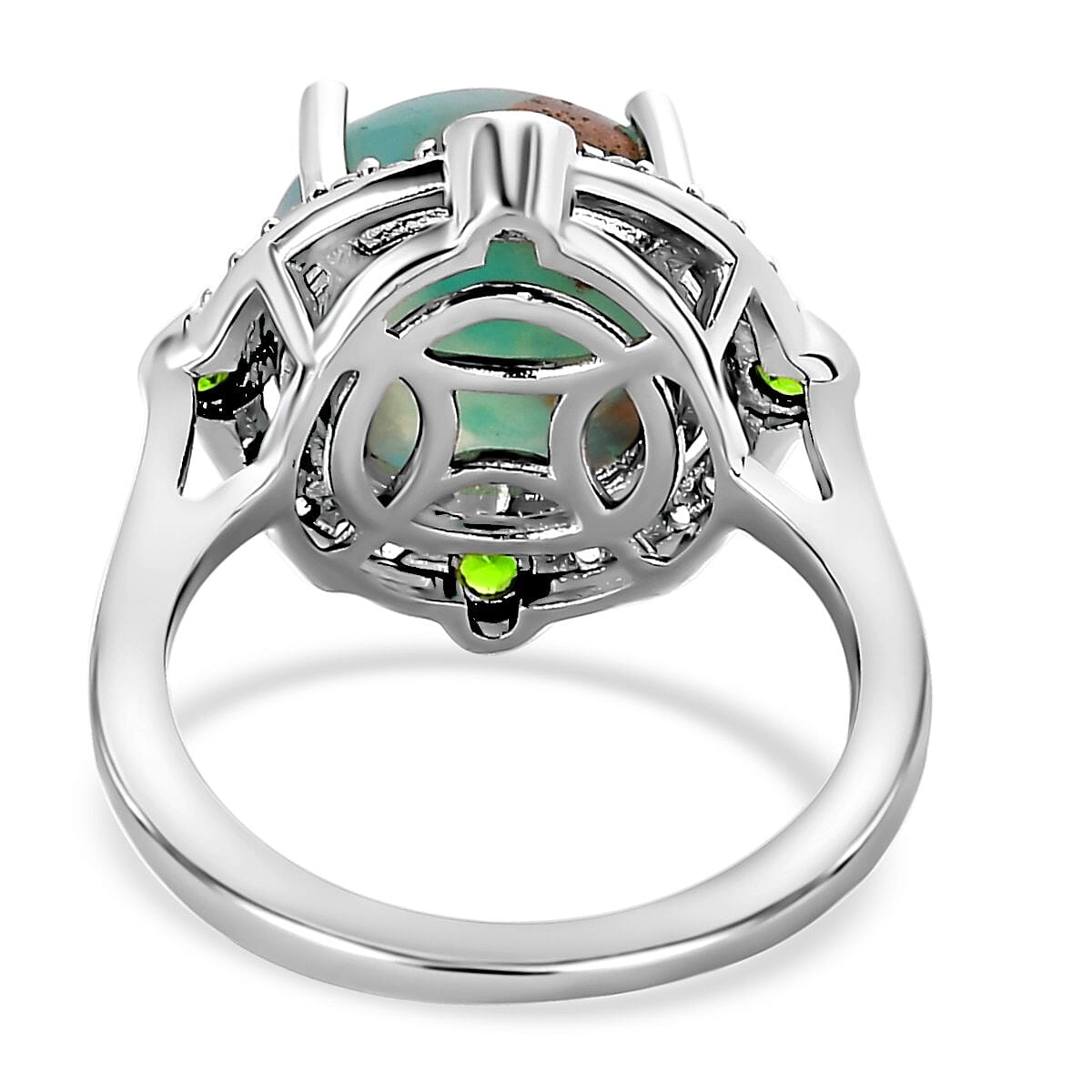 Zimbaprase and Multi Gemstone Ring in Platinum Overlay Sterling Silver 6.98 Ct. Zimbaprase and Multi Gemstone Ring in Platinum Overlay Sterling Silver 6.98 Ct.