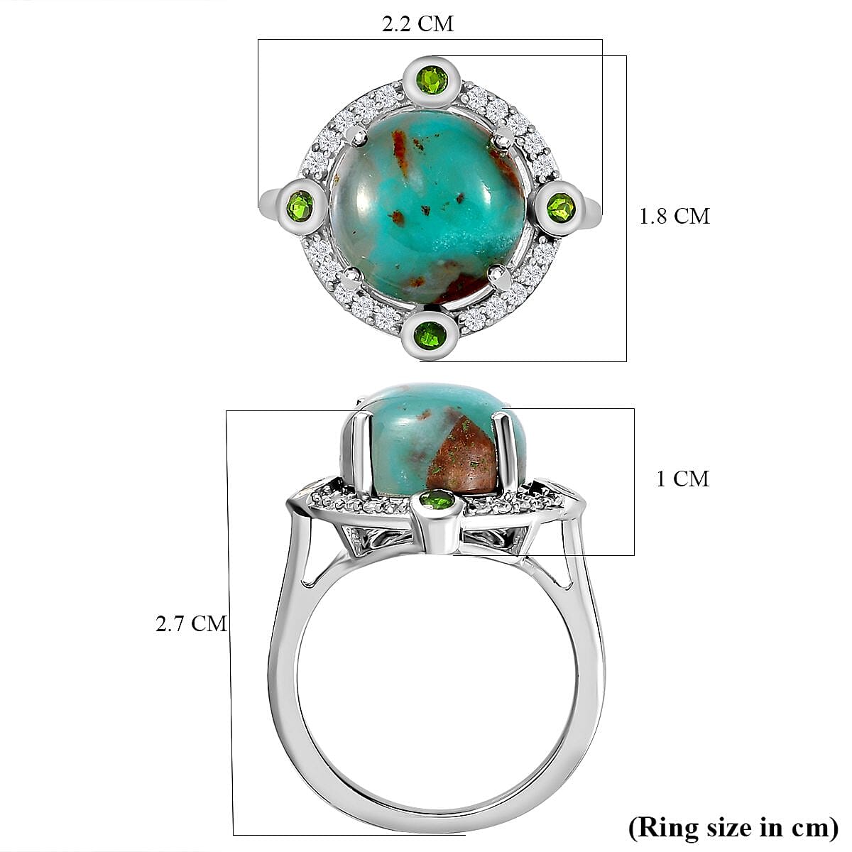 Zimbaprase and Multi Gemstone Ring in Platinum Overlay Sterling Silver 6.98 Ct. Zimbaprase and Multi Gemstone Ring in Platinum Overlay Sterling Silver 6.98 Ct.