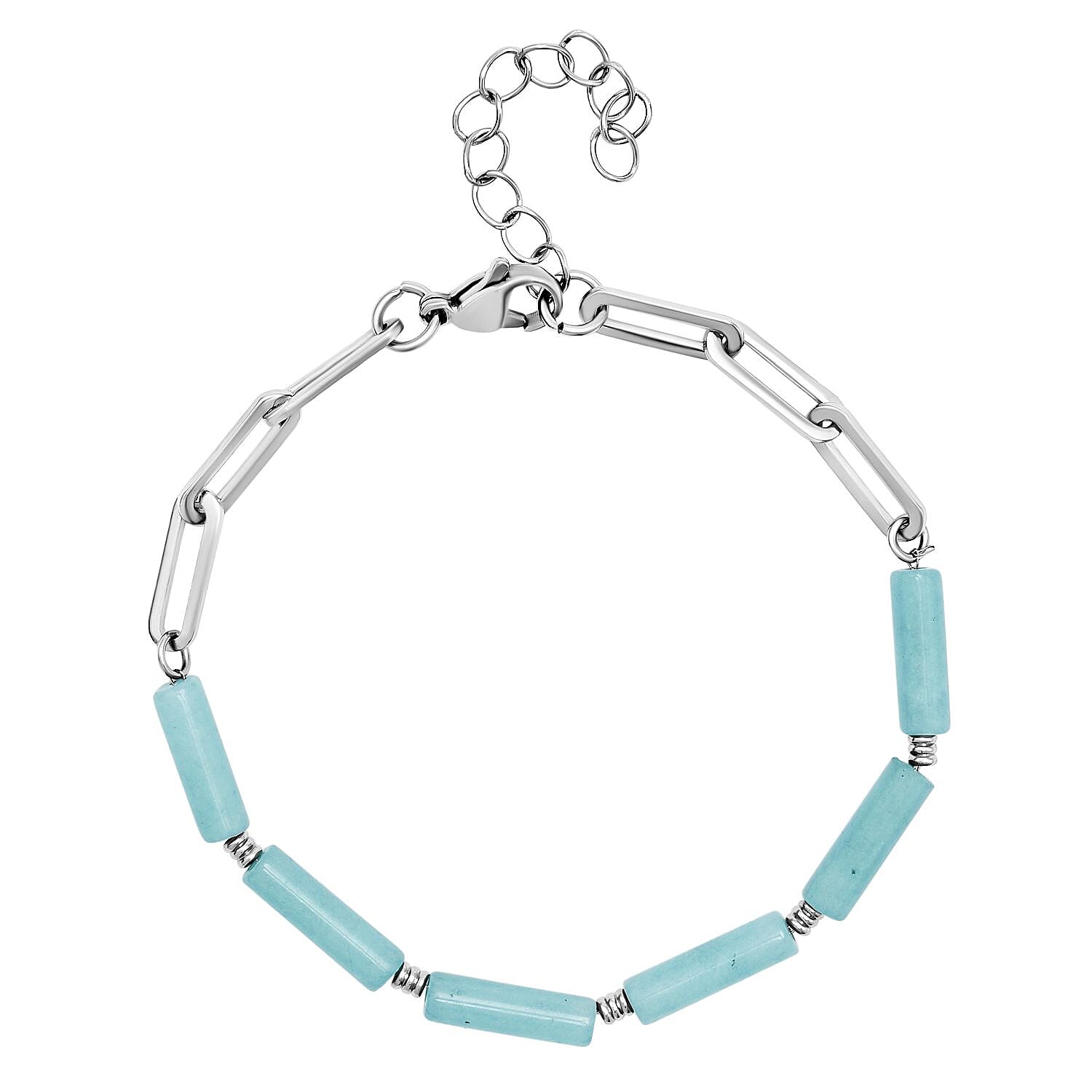 Amazonite Bracelet (Size - 7.5 with Extender) in Stainless Steel 18.00 Ct.
