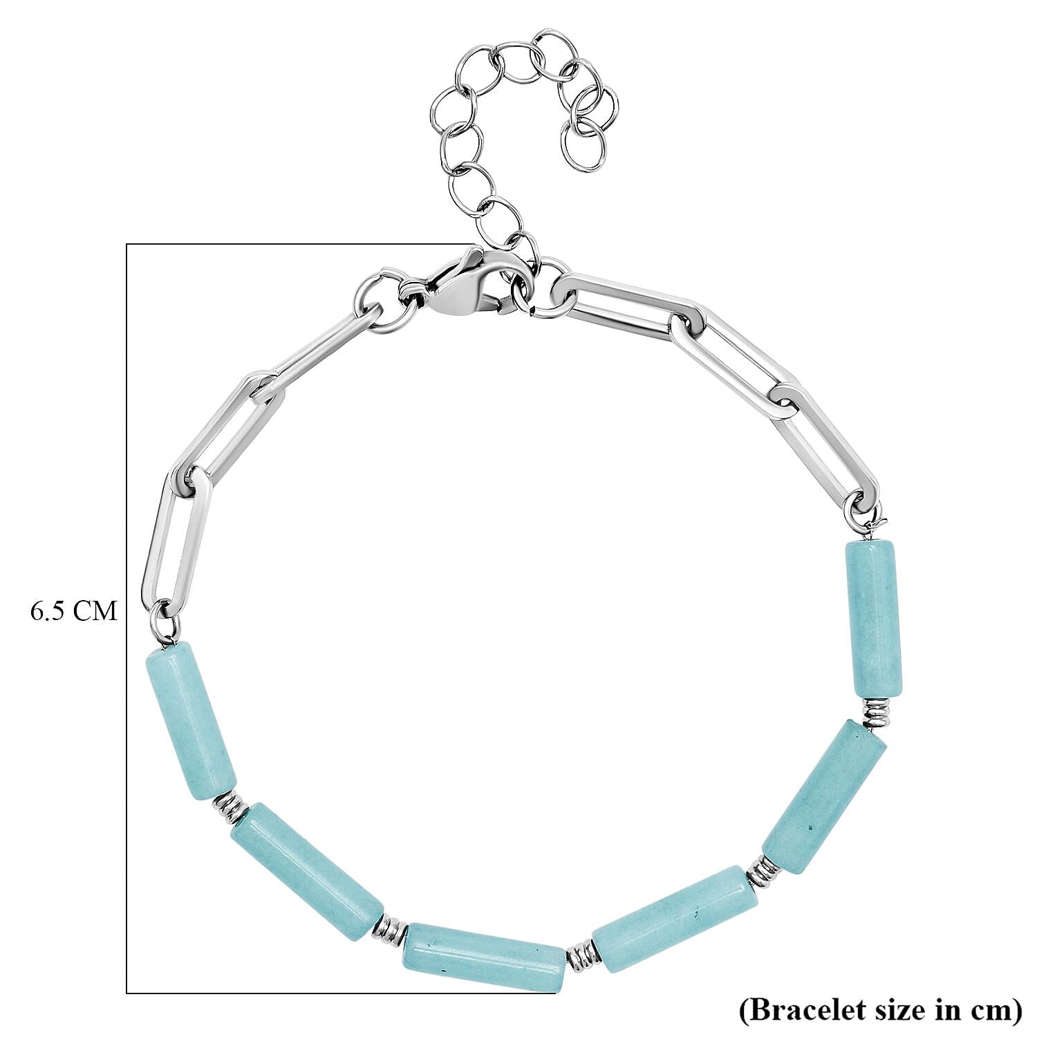 Amazonite Bracelet (Size - 7.5 with Extender) in Stainless Steel 18.00 Ct.