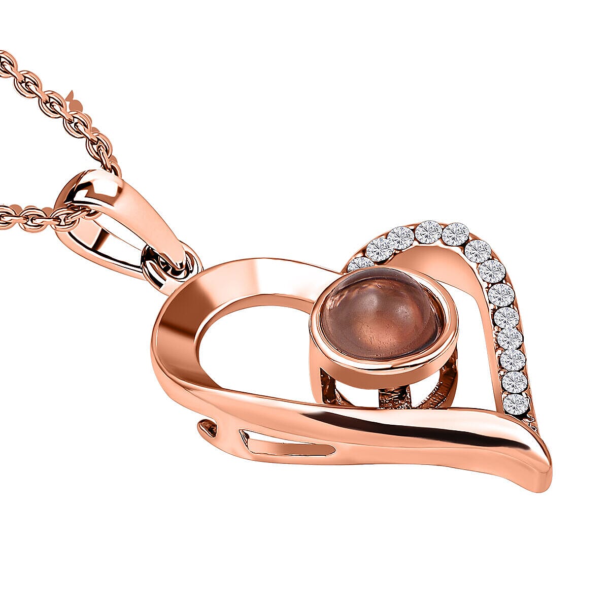 London CloseOut-Soap Flower Gift Box with Heart Necklace (18-2 Extension) - Red & Rose Gold