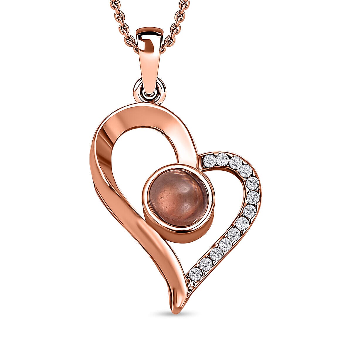 London CloseOut-Soap Flower Gift Box with Heart Necklace (18-2 Extension) - Red & Rose Gold