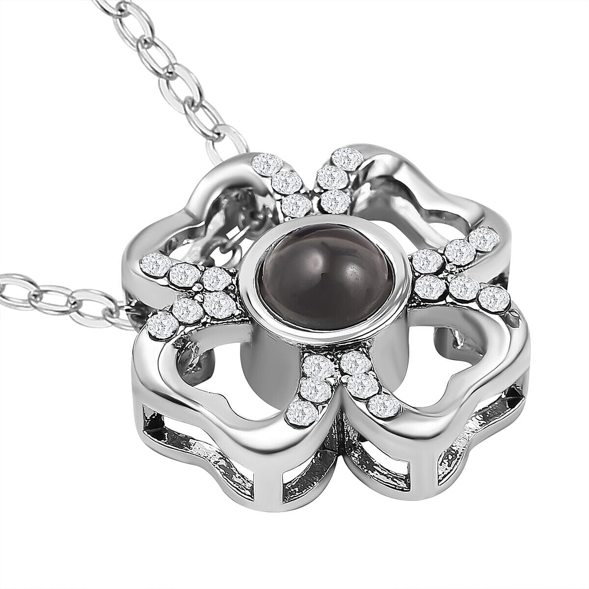 London CloseOut-Soap Flower Gift Box with Heart Necklace (18-2 Extension) - Pink - Silver