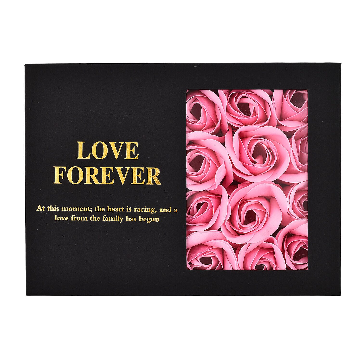 London CloseOut-Soap Flower Gift Box with Heart Necklace (18-2 Extension) - Pink - Silver