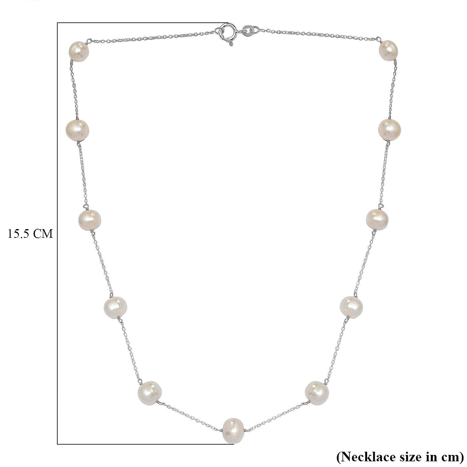 White Fresh Water Pearl Necklace (Size - 18) in Sterling Silver