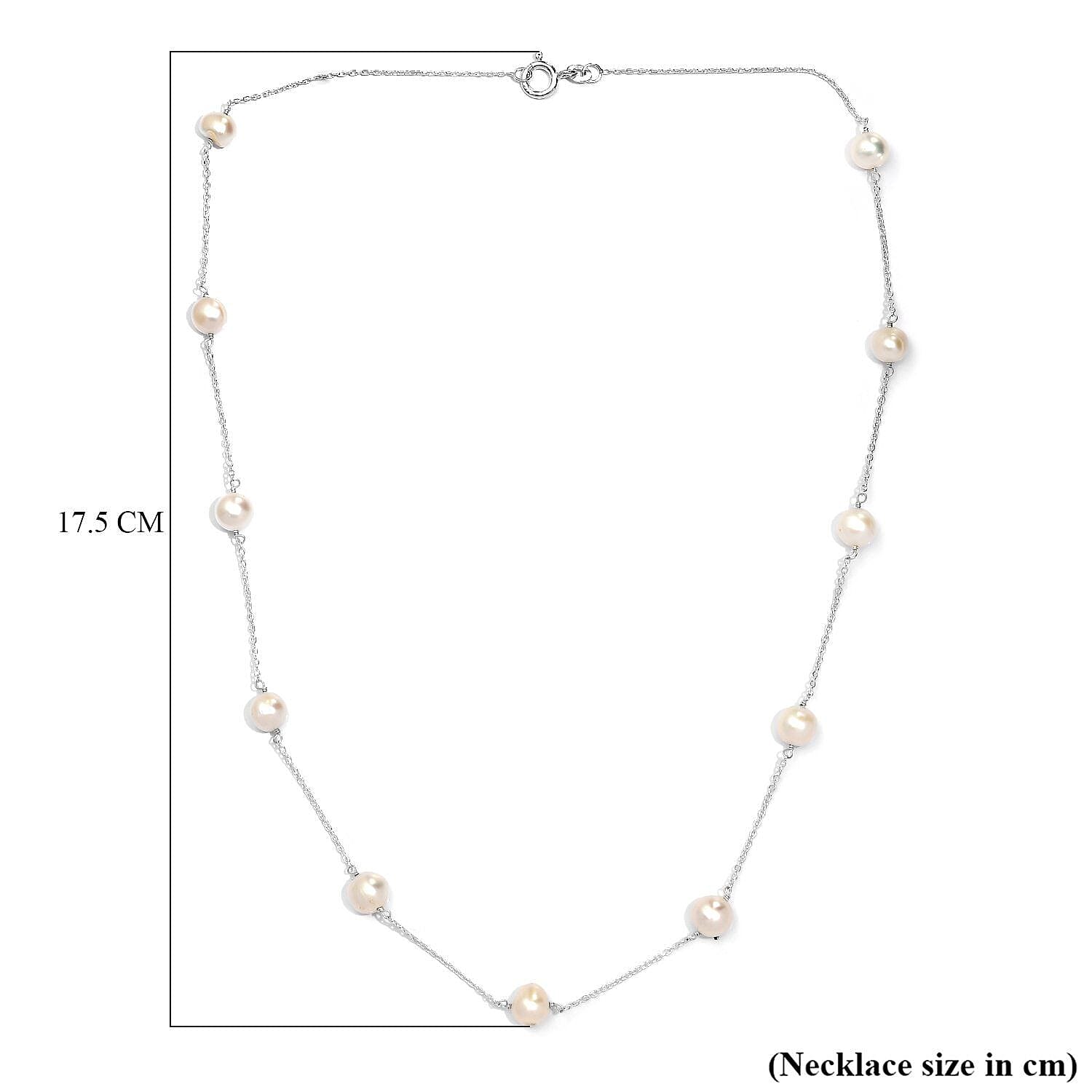 White Fresh Water Pearl Necklace (Size - 20) in Sterling Silver