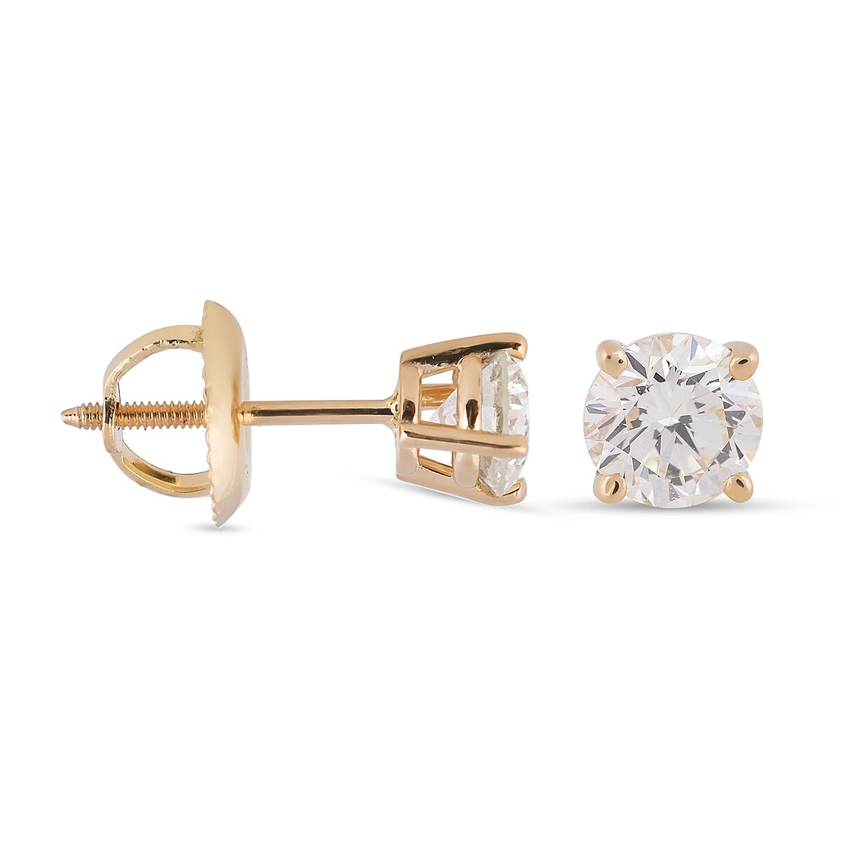 ILIANA 18K Yellow Gold Natural Yellow Diamond (VS) Earrings (with Screw Back) 0.65 Ct.