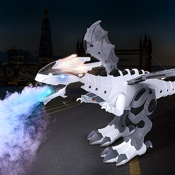 Electric Remote Control Walking Dinosaur Fire Breathing with Noise Effect and LED Light (Size47x10 Cm)