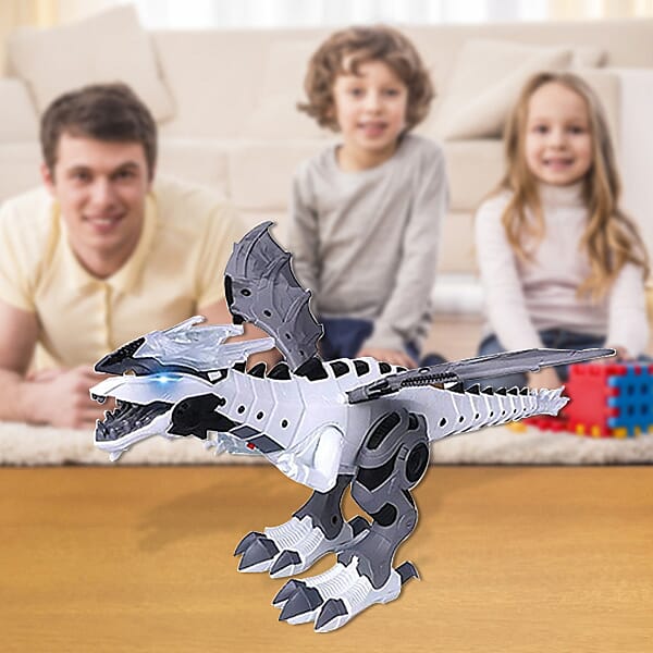 Electric Remote Control Walking Dinosaur Fire Breathing with Noise Effect and LED Light (Size47x10 Cm)