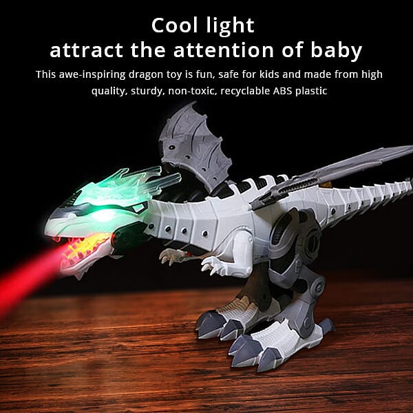 Electric Remote Control Walking Dinosaur Fire Breathing with Noise Effect and LED Light (Size47x10 Cm)