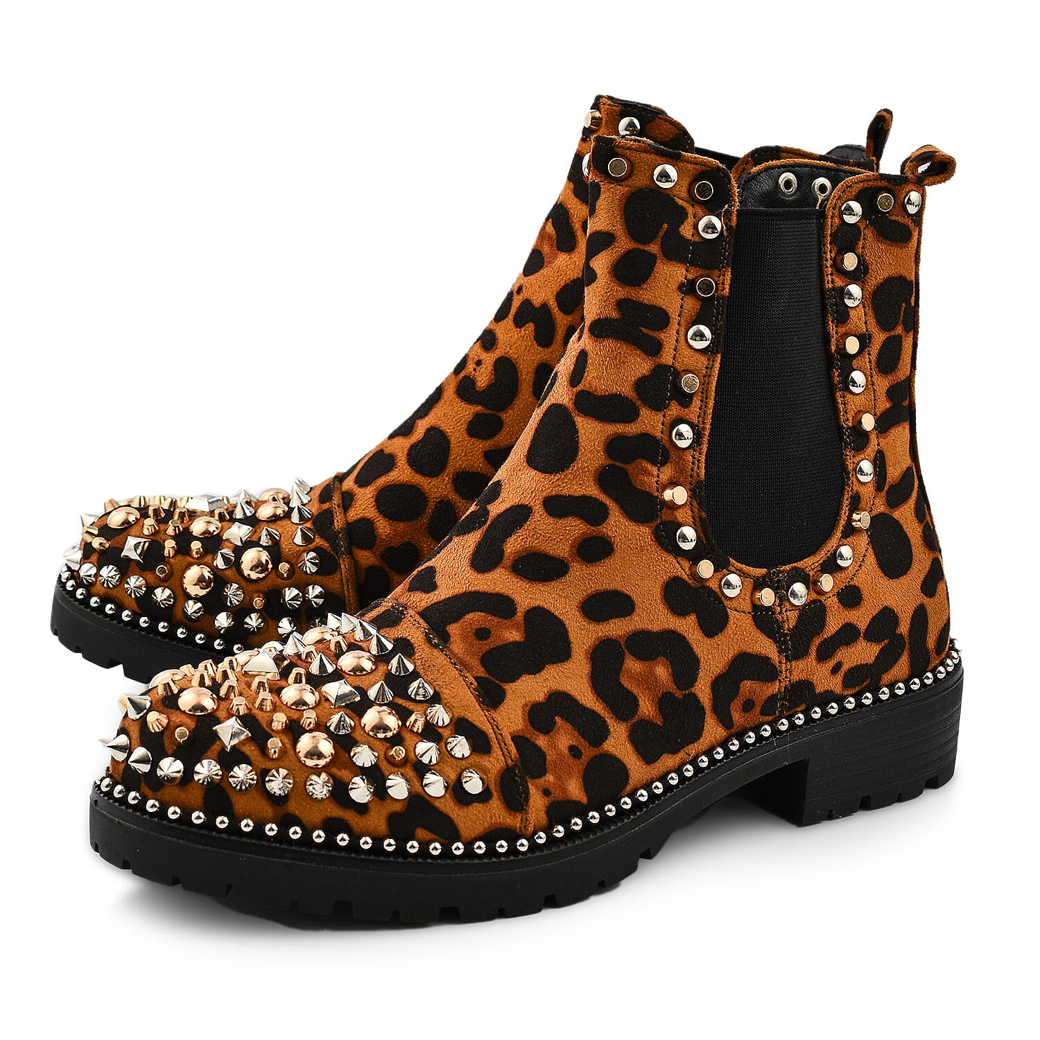 Manchester Closeout Leopard Print Pull on Ankle Boots