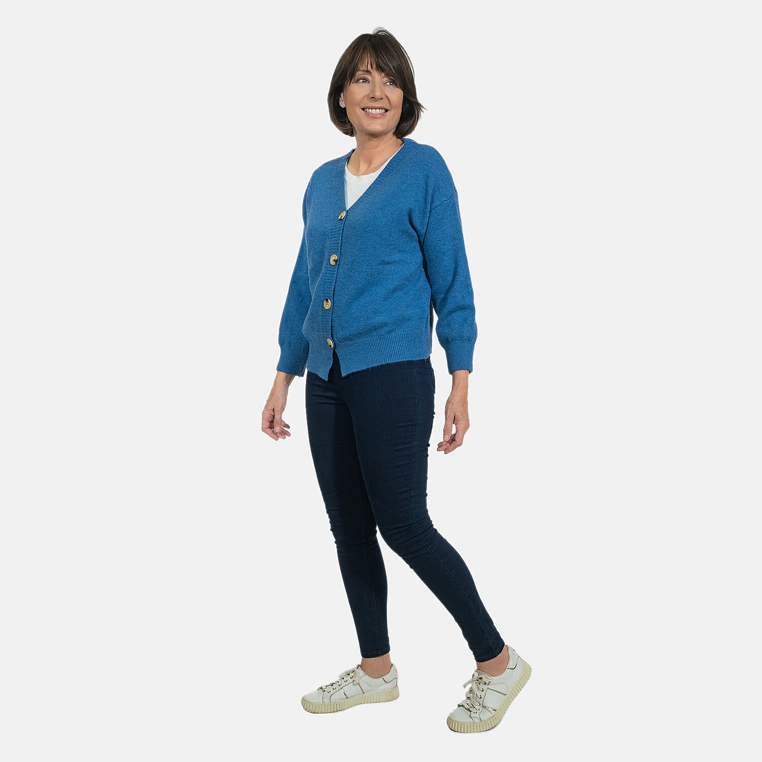 Kris Ana Button Up Cardigan (One Size 8-18) - Blue