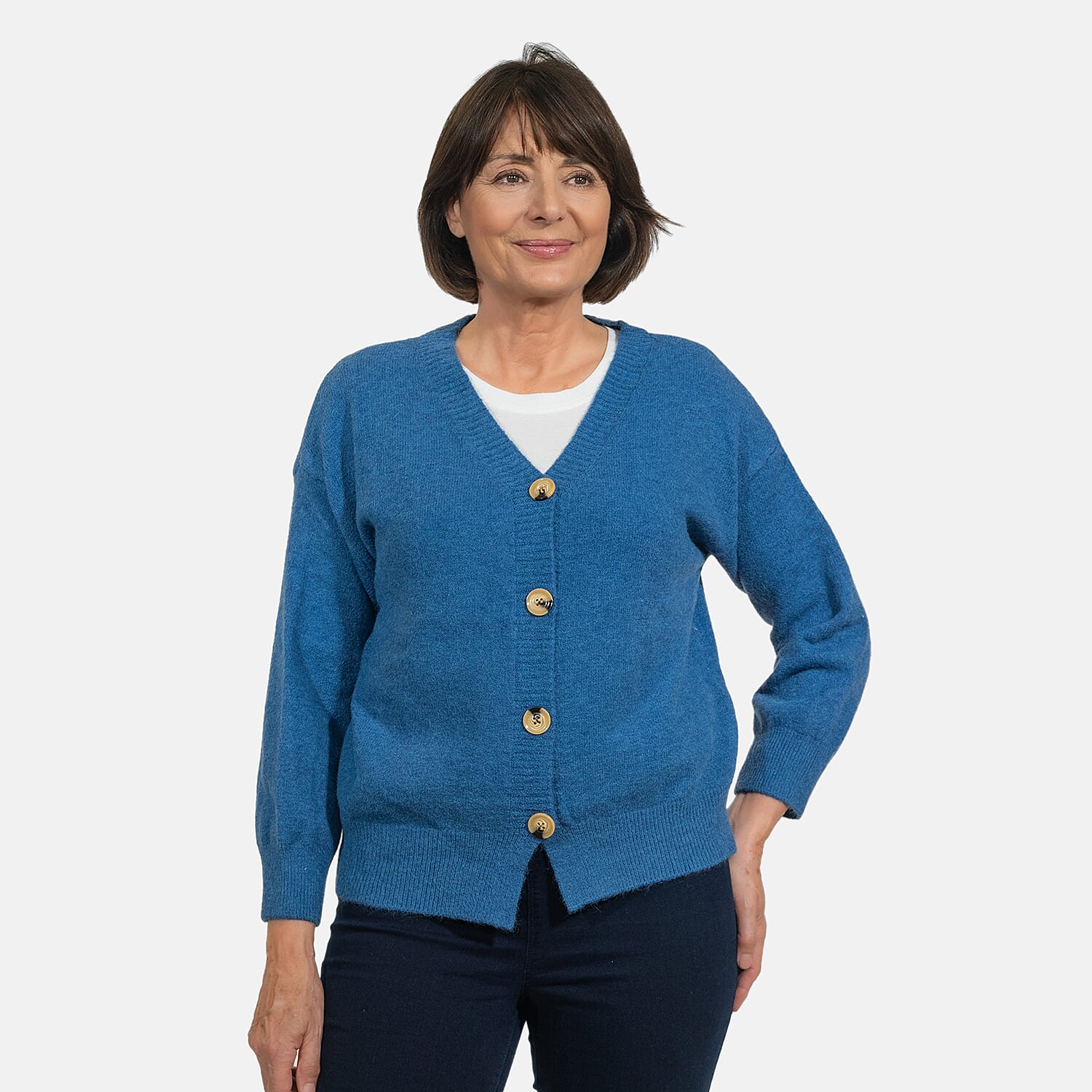 Kris Ana Button Up Cardigan (One Size 8-18) - Blue