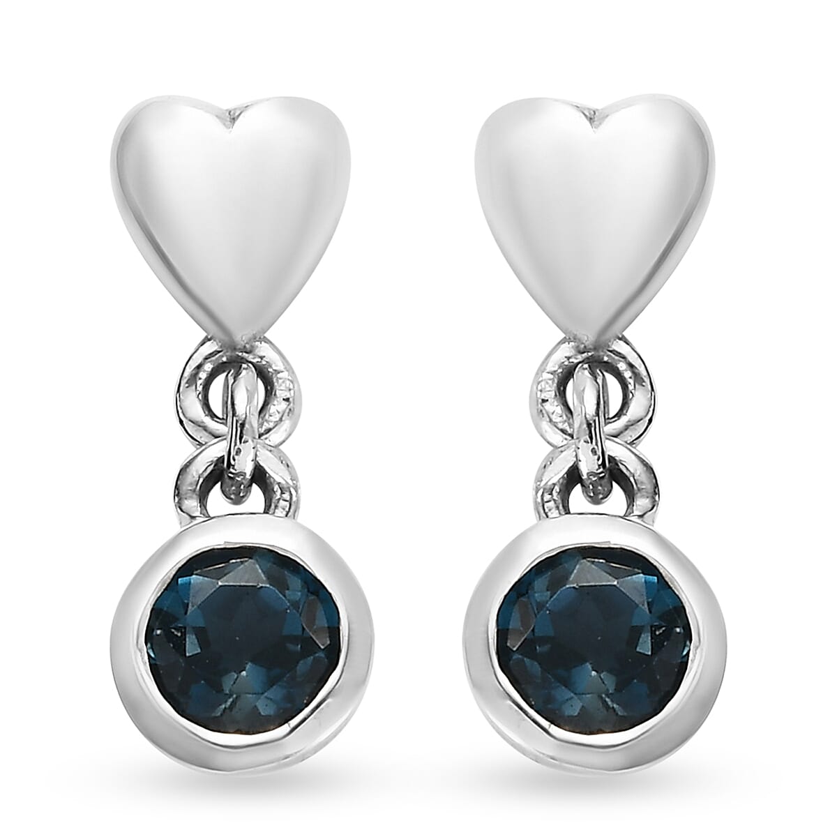 London Blue Topaz Dangle Earrings in Platinum Overlay Sterling Silver