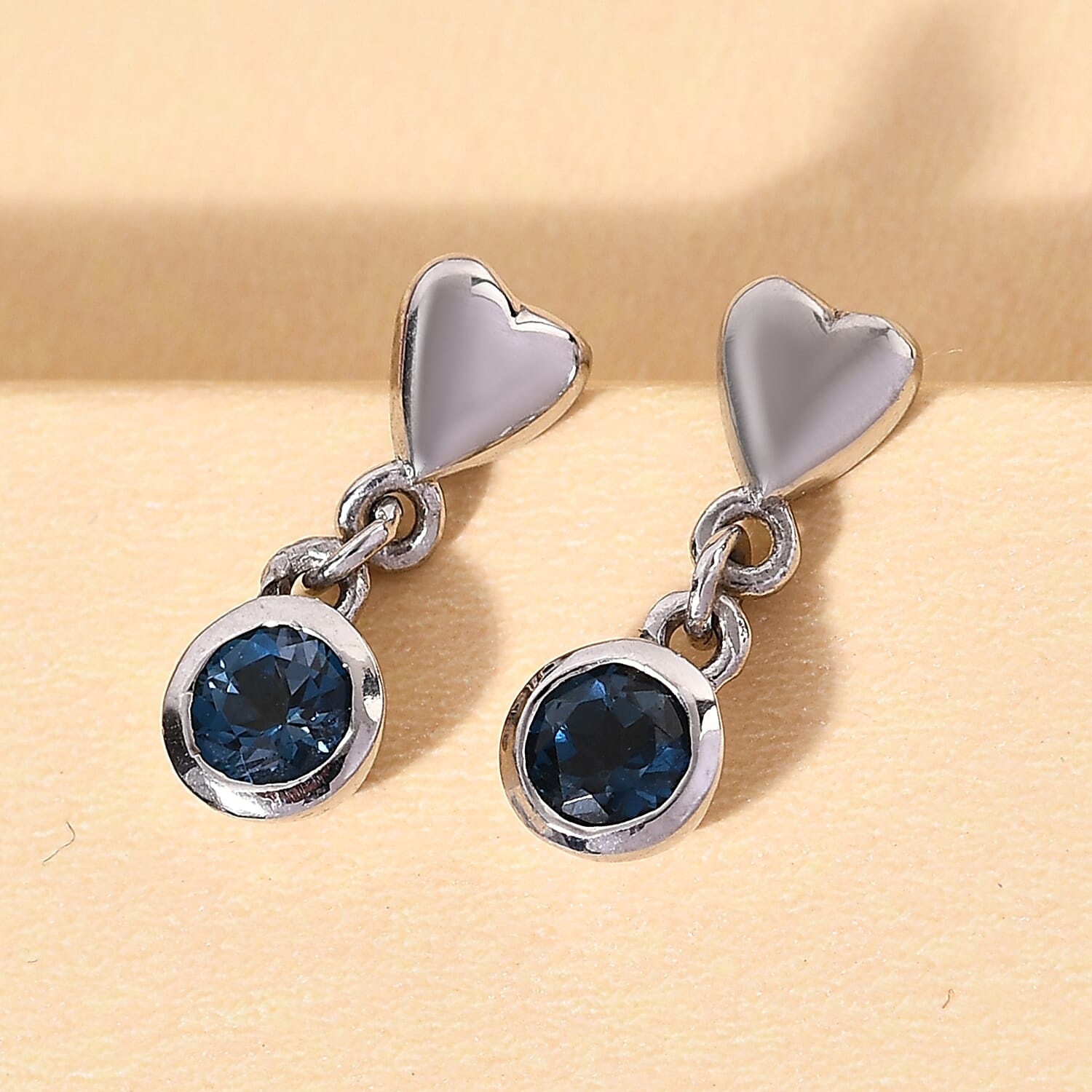 London Blue Topaz Dangle Earrings in Platinum Overlay Sterling Silver