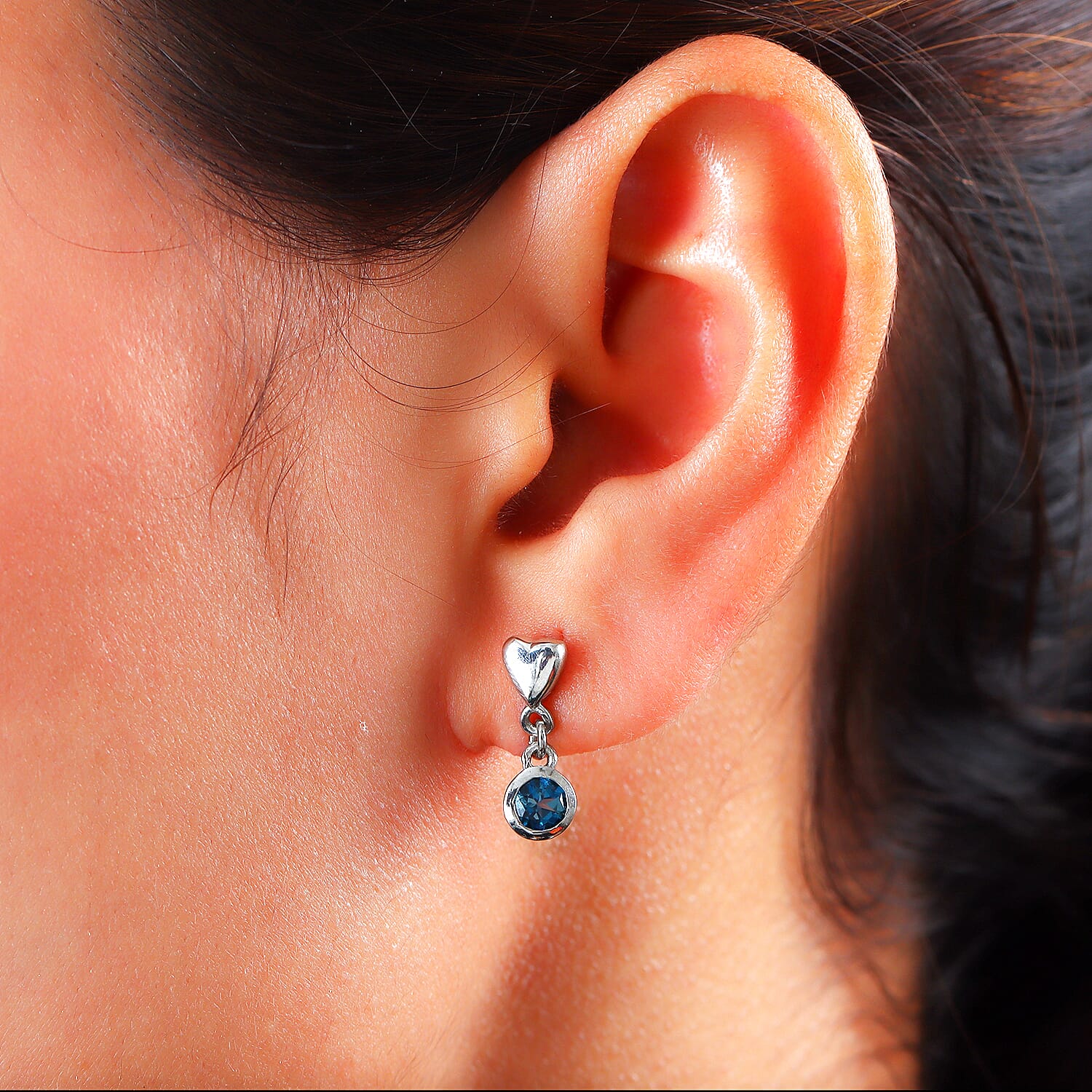 London Blue Topaz Dangle Earrings in Platinum Overlay Sterling Silver