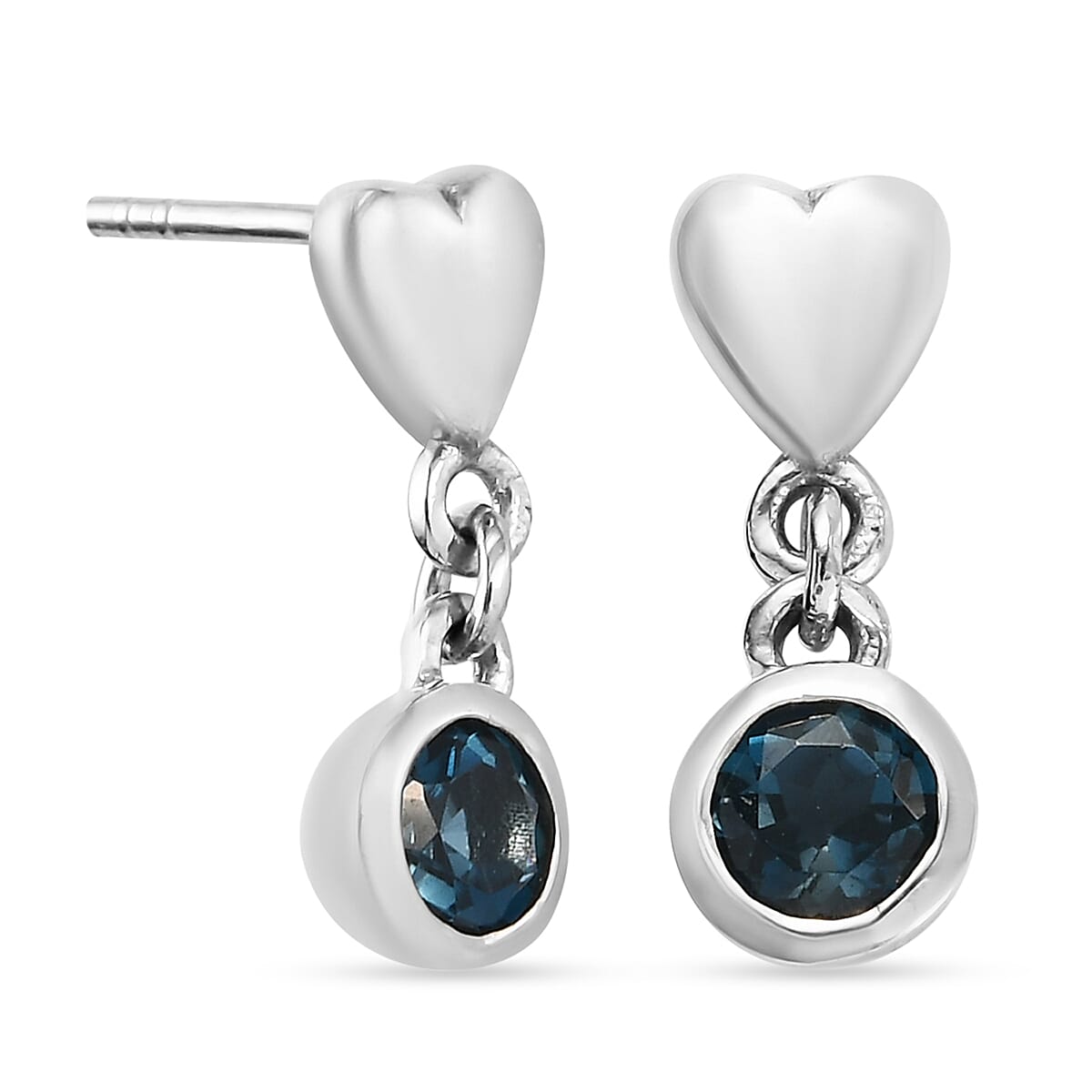 London Blue Topaz Dangle Earrings in Platinum Overlay Sterling Silver